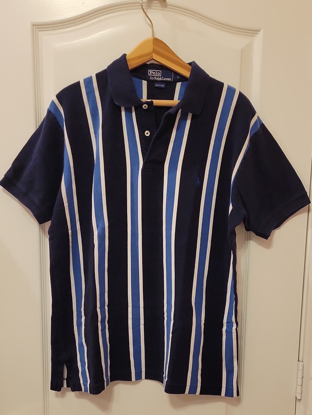 Polo by Ralph Lauren Navy with Blue & White Vertical Stripe Polo
